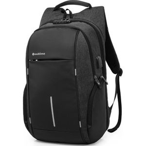 Ssublime Vault - Anti Diefstal Rugzak - Laptoptas met 15.6 tot 17 Inch Laptopvak - Rugtas Met USB en Audio Aansluiting - Voor Dames en Heren - Inclusief TSA Ritsslot - Zwart'