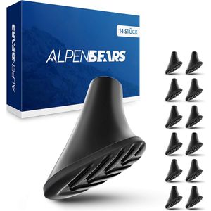 Alpen Bears Eindstoppers voor wandelstokken [14 stuks] | Professionele stootkussens voor wandelstokken voor alle gangbare wandelstokken en nordic walking-stokken -Trekkingstokken - Asfalt & Gravel