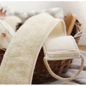 Rug Spons Scrubber van Loofah - Scrubborstel Doucheborstel Badborstel Massageborstel - Scrub Massage Douche & Bad Lichaam Borstel - Wit - 70cm
