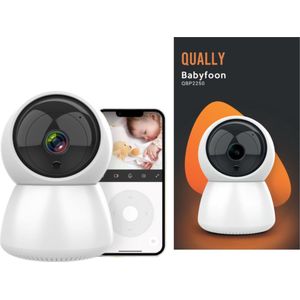 Qually Full HD Babyfoon met Camera en App – Camera Beveiliging – Wifi Babyfoon met Nachtvisie – Geluid en Bewegingsdetectie – Spraakfunctie – 4G/5G – USB-C – Opslag in Cloud of App