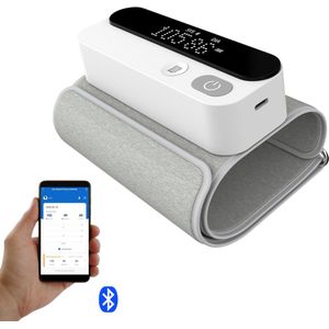 Smart Bloeddrukmeter bovenarm met app - Bluetooth - Stem bestuurbaar - Onregelmatige hartslag detectie - Manchet 22 - 42 cm - LED Scherm