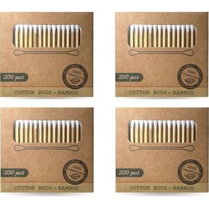 Wattenstaafjes Hout - 200 stuks x 4 - Houten Wattenstaafjes - Cotton Buds - Bamboe