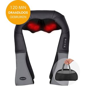 Shiatsu Massagekussen Draadloos - Elektrisch Nekmassage Apparaat - Massage Apparaten - Nek en Schouder Massage Apparaat - Massageapparaten met Infrarood Verwarming - Met Carrybag