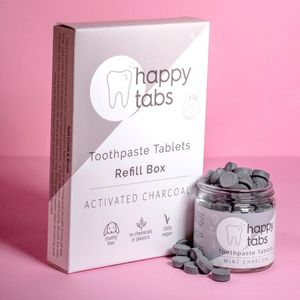 Happy Tabs Tandpasta tabletten mint charcoal fluoridevrij nav 120tb