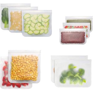 Siliconen Vershoudzakken | Diepvrieszakken | Set van 10 | Duurzaam | Herbruikbaar boterhamzakje | Mealprep