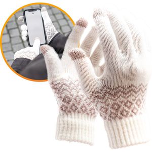 Touchscreen handschoenen heren winter- handschoenen dames winter - Model "Brugge" - Wit - R2B