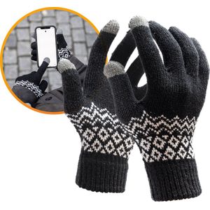 Touchscreen handschoenen heren winter- handschoenen dames winter - Model "Brugge" - Zwart - R2B