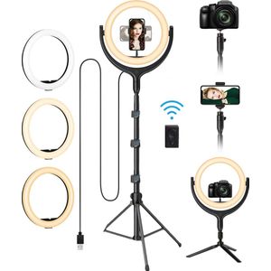 LURK® Ringlamp studio set 12 inch PRO met verstelbaar statief, microfoon en afstandsbediening - Ring Of Light 12"" - Studio ring light voor camera en smartphone