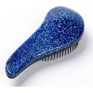 Blauwe Glitter Teezer Brush - Haarborstel - Anti Klit Hairbrush - Beschermt haar - Pijnloos - Reisformaat - Nat En Droog Haar - Antiklit Haarborstel – Detangling – Salon Pro – Kinder Haarborstel – Styling Borstel