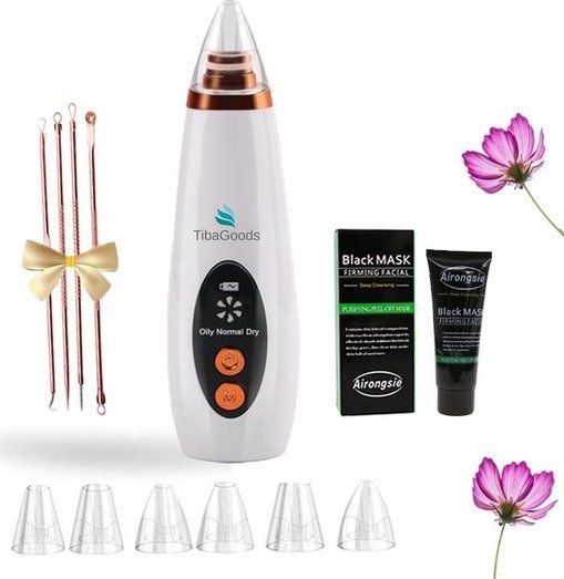 TibaGoods Premium Blackhead Remover - Poriënreiniger - 6 Opzetstukken