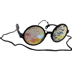Spacebril met handig koord - Space black - Space bril - Caleidoscoop bril - Kaleidoscope glasses