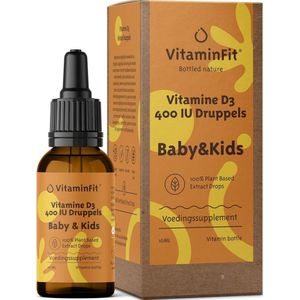 VitaminFit Vitamine D3 Baby & Kinder Druppels - Voedingssupplement- 100% Natuurlijk & Plantaardig - Voor baby's vanaf 0 jr - 10 ml