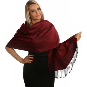 Pashmina Shine-Warm Rood Zwart-7 Daagse-Sjaal Dames-Sjaal Heren-Sjaals-Wrap-Winter-Cashmere-Zijde-Stola-Omslagdoek-200*70 cm-Sjaal Dames Winter-Modesjaals