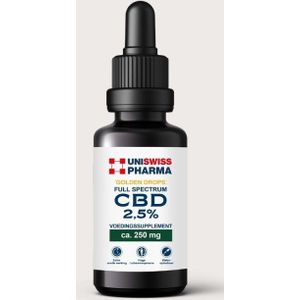 Uniswiss - Golden Drops - CBD Full Spectrum 2,5% - Wateroplosbaar - 10 ml