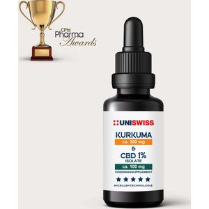 Uniswiss - Kurkuma & CBD isolate 1% - Wateroplosbaar - 10 Druppels