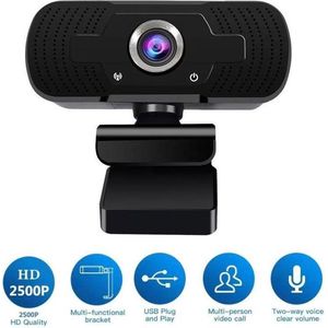 Webcam Full HD 1080p met ingebouwde microfoon, 360º  draaibaar, USB-direct power, plug and play