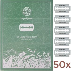 OrganiGoods Safety Razor Blades Vrouwen en Mannen - 50 stuks - Safety Razor Mesjes - Platinum Scheermesjes - Navulling mesjes - Alle lichaamsdelen - Double Edge Blade Scheermes - Zero Waste