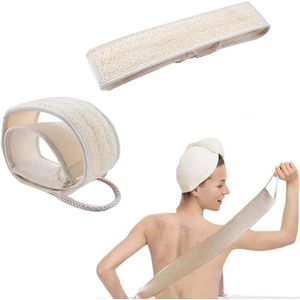 Loofah baddoek - Massage - Handoeken - Lichaamsborstel - loofah badspons - Loofah - Badspons - Loofah - Scrubmassage - Rug - Wit - Schrubriem - Loofah - Badborstel - Loofah spons - Loofah handschoen - Massage handdoeken