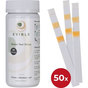 Evible Teststrips Zwembad 50 stuks - Zwembad Tester voor pH en chloor en alkaliteit - Zwembad onderhoud - Per 10 verpakt - Teststrips jacuzzi – Ph strips - Waterkwaliteit zwembad - NL verpakking en handleiding - Eenvoudige watertester