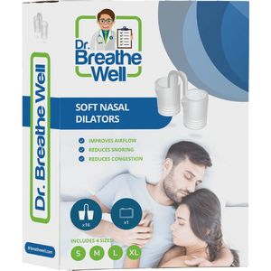 Dr. Breathe Well - Zachte Neusspreider Buisjes - 16 stuks - Anti Snurk Neusspreiders - 4 verschillende maten