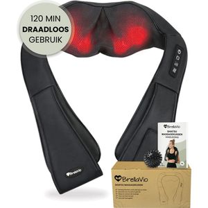 BrellaVio XL Draadloos Massagekussen + Massagebal - Massage Apparaat met Infrarood Warmte - Rugsluiting voor Handsfree Gebruik - Elektrisch Nekmassage Apparaat voor Nek - Schouder - Rug - Voeten - Shiatsu Massage Apparaten