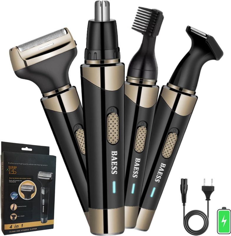 BAESS 4 in 1 Neustrimmer - Wenkbrauwtrimmer - Oortrimmer - Scheerapparaat - Oplaadbaar