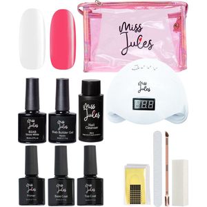 Miss Jules® BIAB Starter Pakket – Builder in a Bottle – BIAB Nagel Builder Gel – BIAB Nagellak Starterset - HEMA & TPO Free - Inclusief 48W UV/LED Lamp, Nail Cleanser & Instructievideo (NL)