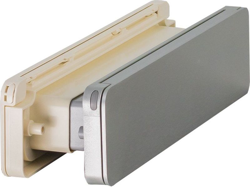 Homebox - Isolerende Brievenbus - Tochtvrij - Geluiddempend - Creme RAL 9001 - ABS Kunststof - Geborsteld Aluminium - 7.8x33.8 cm