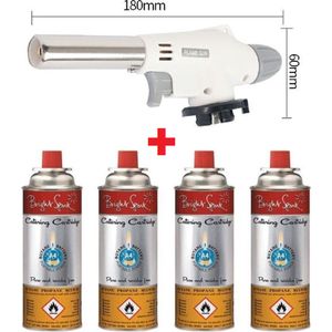 AO® Crème-Brûlée Brander + 4 Butaan Gasflesjes - Voordeelverpakking