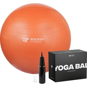 Rockerz Yoga bal inclusief pomp - Fitness bal - Zwangerschapsbal - 65 cm - 1150g - Stevig & duurzaam - Hoogste kwaliteit - Oranje