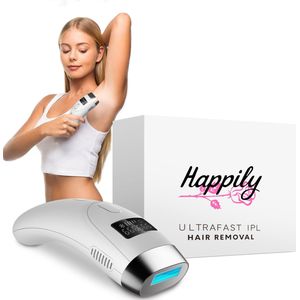 Happily IPL Laser Ontharingsapparaat – 999.999 Flitsen – Ice-Cooling - Inclusief Scheermesje & Beschermbril & Aloë Vera