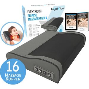 Good4You Elektrisch Shiatsu Massagekussen - Massageapparaat - Nek/Schouders/Rug/Benen/Buik/Voeten - Grijs en Zwart