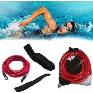 JOLTIA - Zwemelastiek 500 - Zwemtraining - Zwem elastiek met weerstand - Resistance cords - Voor Volwassenen - Zwembad - Zwemelastieken met Riem / Gordel - Weerstandsband - Weerstandstube - Trainingsbanden - 3 meter - Rood