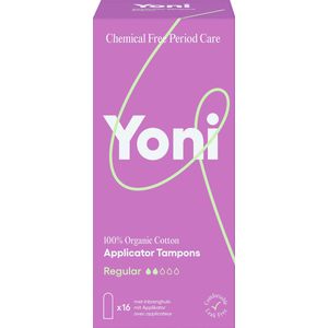 Yoni 100% Biologisch Katoenen Tampons - Regular – met inbrenghuls - 16 stuks
