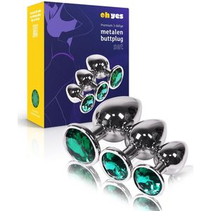 Metalen Buttplugs voor mannen en vrouwen - Buttplug Set 3-Delig - Anal & Butt Plug - Groen