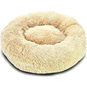 Doxie® Donutmand – Aanpasbare stevigheid – Afneembare hoes – Verhoogde rand – Beige – ⌀ 60 cm – Maat S – Gratis tas met vulling