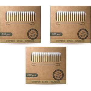 Wattenstaafjes Hout - 200 x 3 stuks - Houten Wattenstaafjes - Cotton Buds - Bamboe