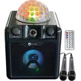 N-GEAR Disco Block 410 - Karaoke Set - Draadloze Bluetooth Party Speaker - 2 Microfoons - Verlichting - Zwart