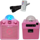 N-Gear DISCO410 Bluetooth luidspreker karaoke & party met discobal, microfoon en powerbank, roze