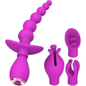 Sensual Touches vibrator - Koppel vibrator - 4 in 1 vibrator met 4 losse opzetstukjes - eenvoudig wisselbaar - brengt jullie naar een echt hoogtepunt - met 10 verschillende trilstandjes - Geschikt voor Clitorale, Anale, Orale en Eikel stimulatie