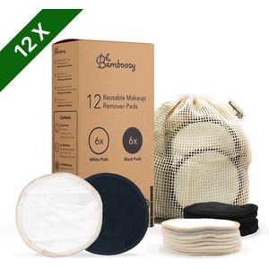 Bamboozy 12 Zwart + Wit Wasbare Wattenschijfjes Herbruikbare Wattenschijfjes Zero Waste Bamboe