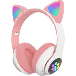 Chéroy Cat Headphone - Roze - Bluetooth - Wireless Over Ear Stereo Koptelefoon - Noise Reduction - Katten Oortjes - LED