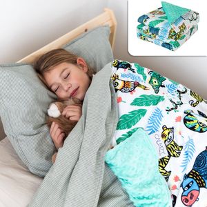 Calmzy Happy Jungle Verzwaringsdeken Hoes Kinderen - Duvet Cover Kids 100x150 cm - Fleece Deken Kinderen en Baby - Kleurrijk met Dieren