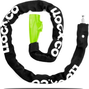 LLOCX Fiets Kettingslot - 1 Meter - Roestvrij Aluminium 6mm - Groene Kliksluiting