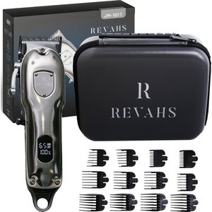 Revahs ClipperOne Pro - Professionele Draadloze Tondeuse - Baardtrimmer - Hoofdhaar Mannen - Hair Clipper en Haartrimmer - Tondeuse Cheveux - 7200 rpm - 12 lengtes