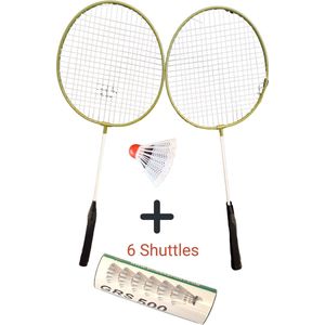 Badmintonset - Badminton racket en 6 shuttles set extra - Voordeel - Groen - badmintonracket - 61cm