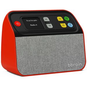 BBrain Muziekspeler - Hulpmiddelen voor ouderen met dementie - Eenvoudige DAB+ Senioren radio - Dementie radio - Zelfstandig te bieden met één knop - Rood