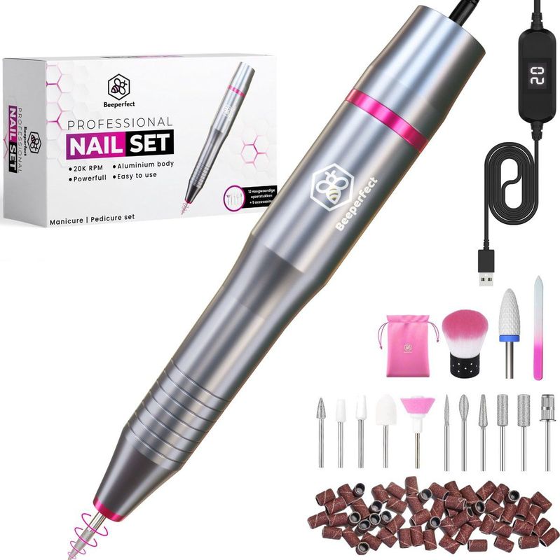 Beeperfect - Elektrische Nagelvijl - Manicure en Pedicure Set - 11 Bitjes en 60 Schuurrolletjes