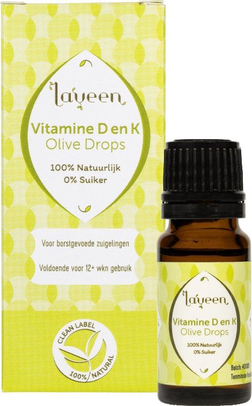 Olive Drops Zuigeling 10 ml | vitamine D en K samen in 1 potje | 100% natuurlijk en suiker/zoetstofvrij