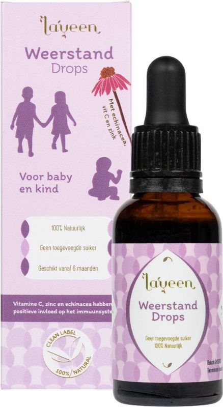 Weerstand Drops - voor babies en kinderen - met vitamine c, zink en echinacea - 100% natuurlijk en zonder toegevoegde suiker
